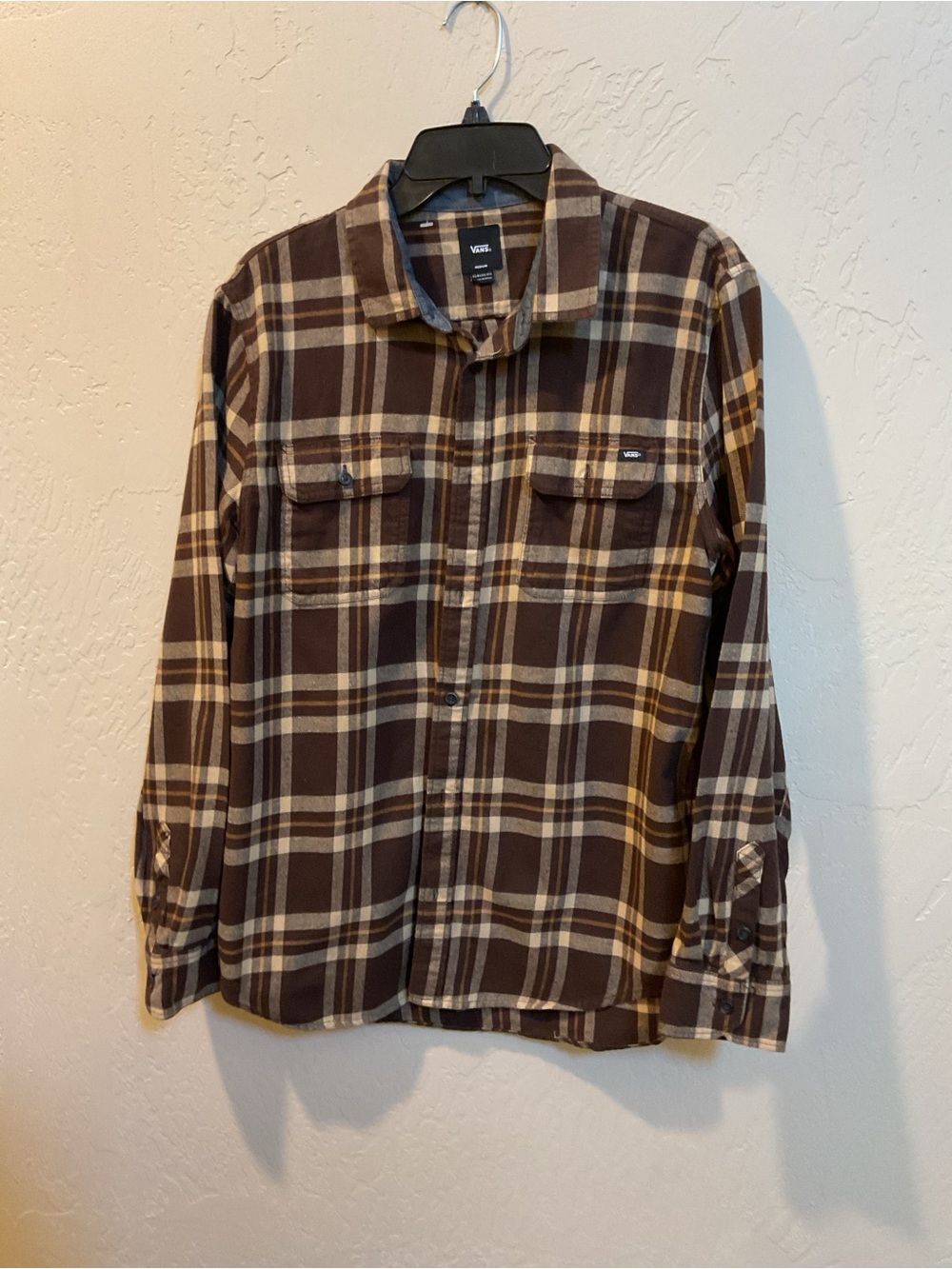 Vans Brown Plaid Button-Up Shirt medium